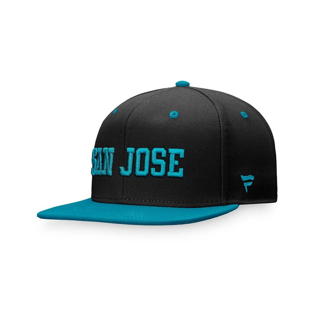 商品Fanatics|Men's Branded Black, Teal San Jose Sharks Heritage City Two-Tone Snapback Hat,价格¥228,第3张图片详细描述