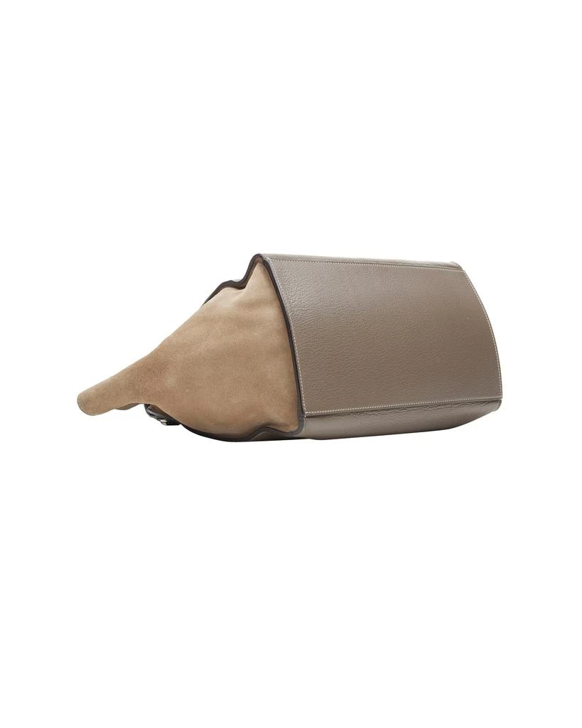 OLD CELINE Trapeze grey leather suede flap top handle flap satchel shoulder bag 商品