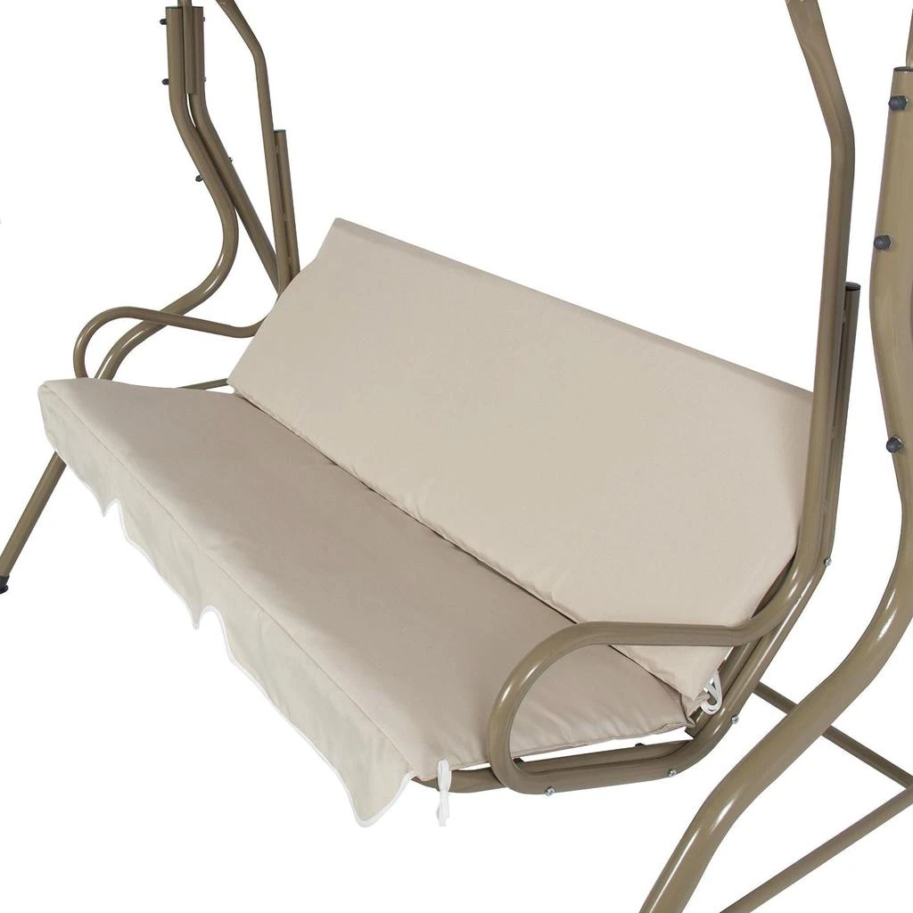 商品Hivvago|Outdoor Porch Swing Patio Deck Glider with Canopy in Beige,价格¥2659,第3张图片详细描述