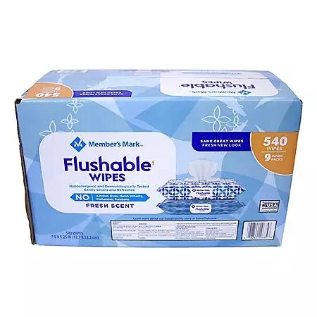 商品Member's Mark|Member's Mark Flushable Wipes 60/pk., 9 pk.,价格¥115,第3张图片详细描述