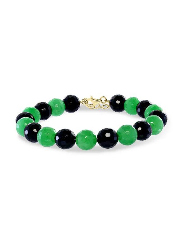 商品Effy|14K Yellow Gold, Jade & Onyx Bracelet,价格¥2073,第1张图片