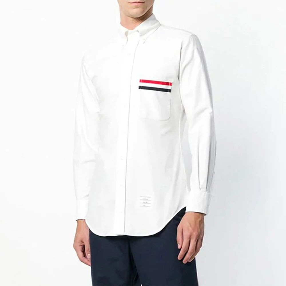 Thom Browne 白色男士四道杠装饰衬衫 MWL288A-00139-100 商品