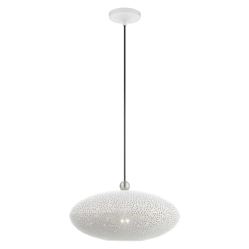 商品Livex Lighting|One Light White with Brushed Nickel Accents Pendant,价格¥1964,第1张图片