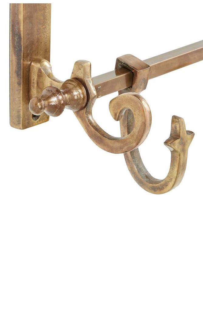 商品WILLOW ROW|Brass Bathroom Wall Rack with Hooks & Diamond-Shaped Mirror,价格¥1409,第5张图片详细描述
