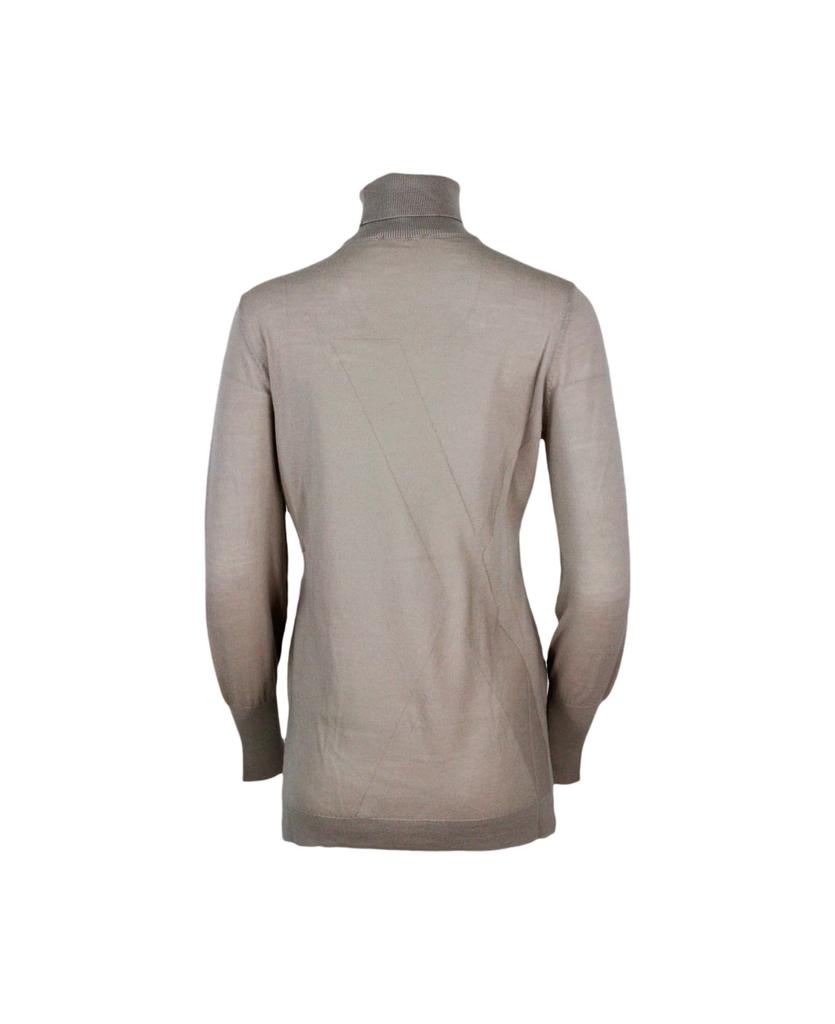 Lightweight Turtleneck Long-sleeved Sweater In 100% Pure Virgin Wool With Side Vents商品第3张图片规格展示