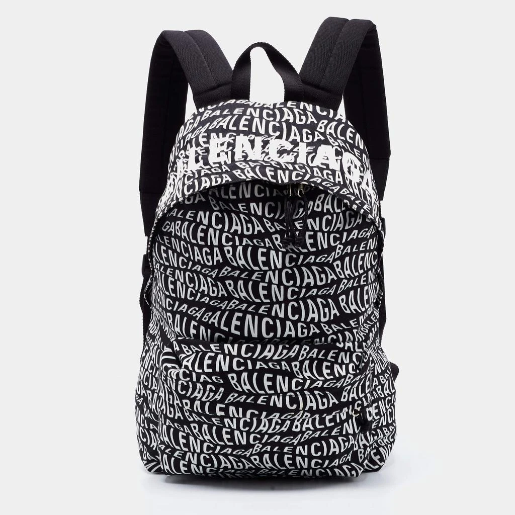 商品[二手商品] Balenciaga|Balenciaga Black/White All Over Logo Print Nylon Backpack,价格¥4452,第1张图片