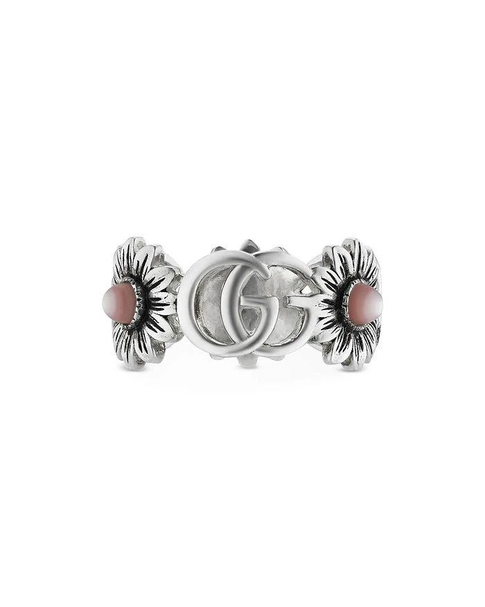 商品Gucci|Sterling Silver Marmont Mother of Pearl Flower & Logo Ring,价格¥3065,第1张图片