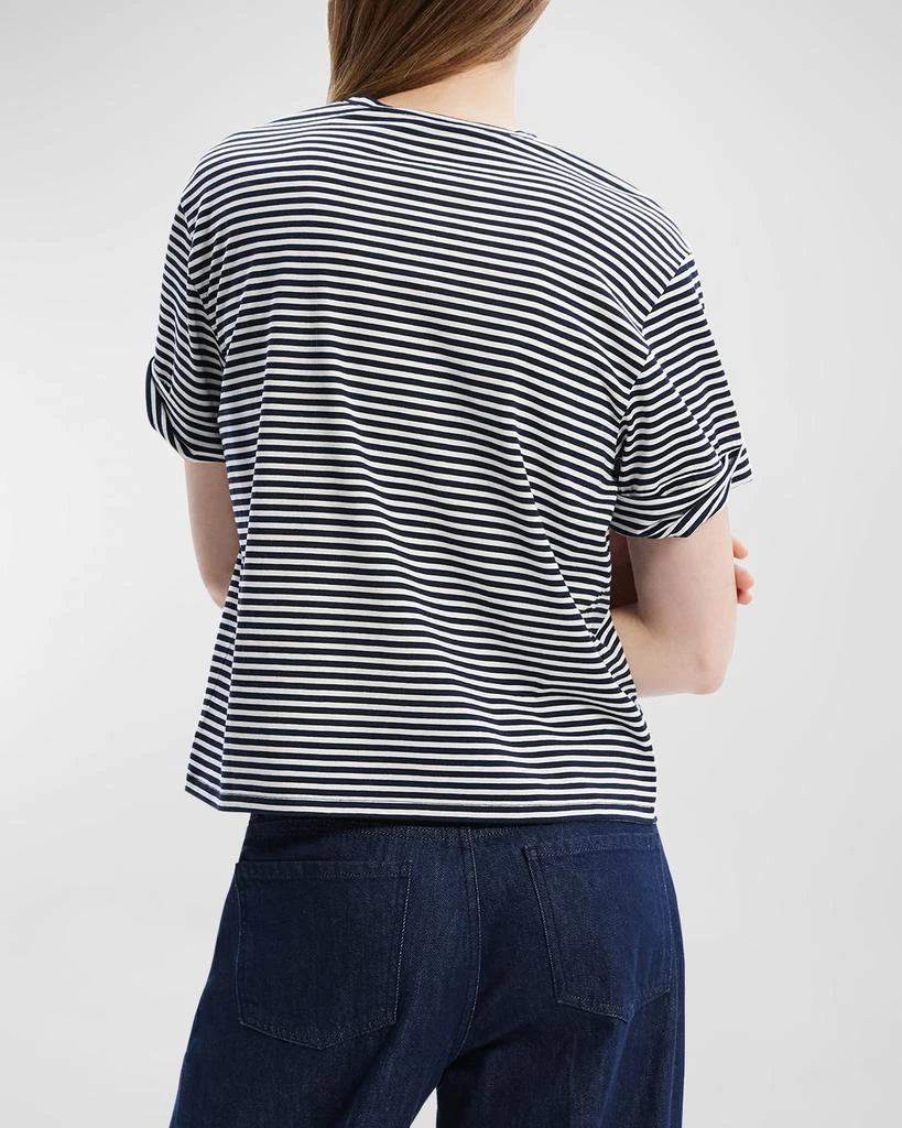 商品Theory|Boxy Rolled-Sleeve Striped Cotton T-Shirt,价格¥266,第4张图片详细描述