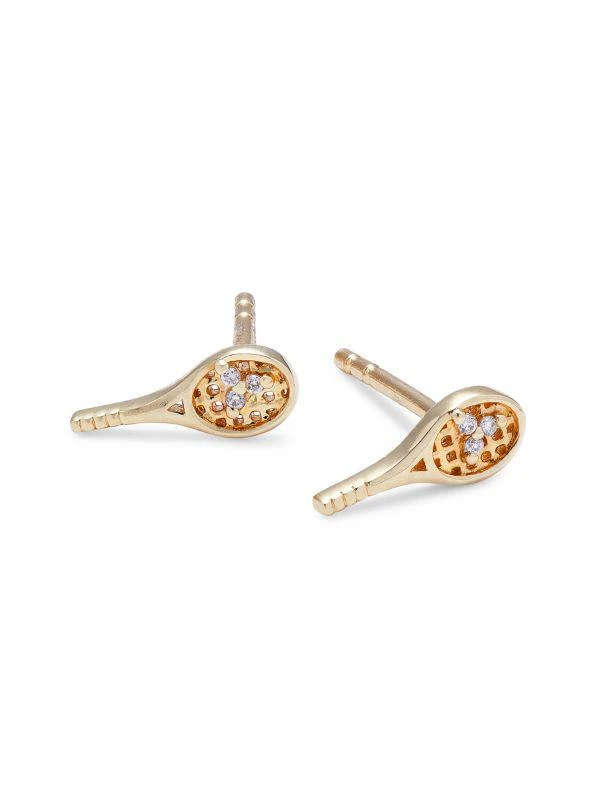 商品Saks Fifth Avenue|14K Yellow Gold & 0.01 TCW Diamond Tennis Racquet Stud Earrings,价格¥2144,第1张图片