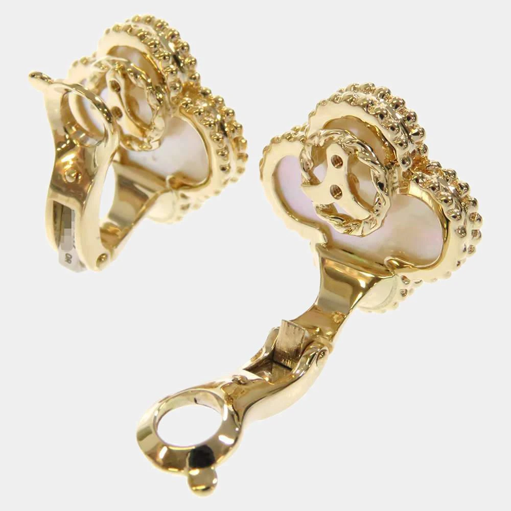 商品[二手商品] Van Cleef & Arpels|Van Cleef & Arpels Vintage Alhambra 18K Yellow Gold Mother of Pearl Earrings,价格¥28716,第3张图片详细描述