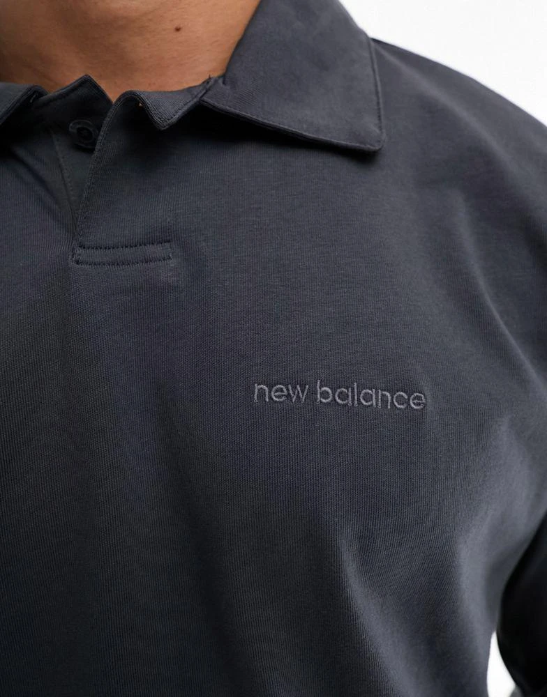 商品New Balance|New Balance athletics linear longsleeve polo in black,价格¥438,第2张图片详细描述