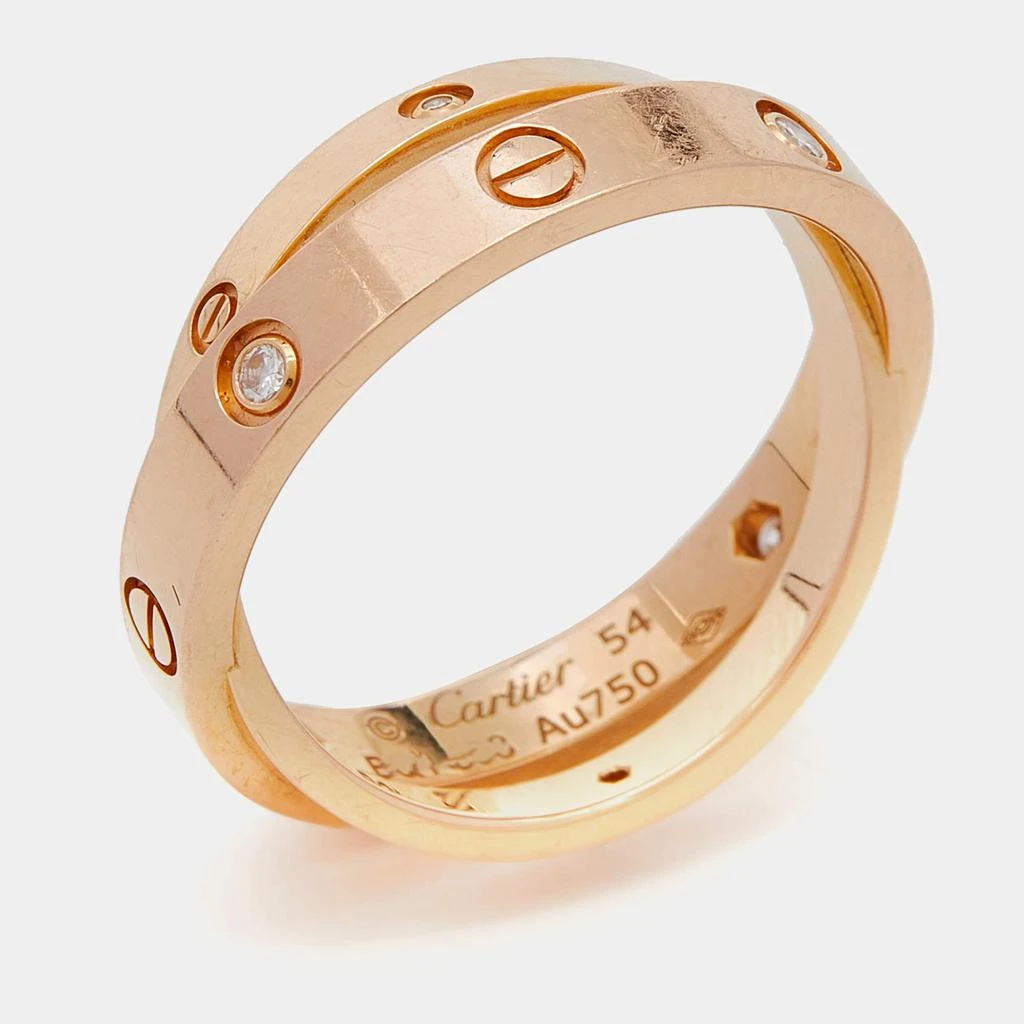 商品[二手商品] Cartier|Cartier Love 6 Diamonds 18K Rose Gold Double Band Ring Size 54,价格¥16248,第3张图片详细描述