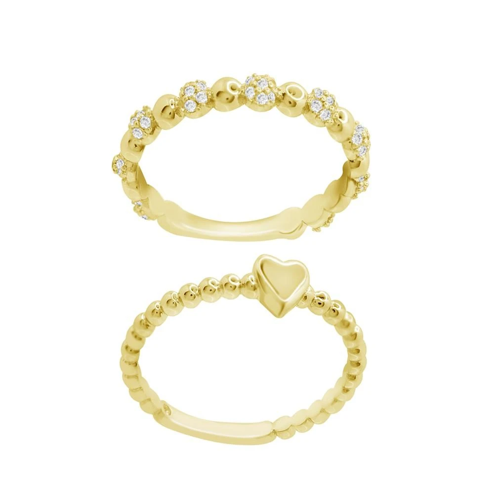 商品Essentials|Cubic Zirconia Duo Stacking Ring Set, Gold Plate,价格¥227,第2张图片详细描述