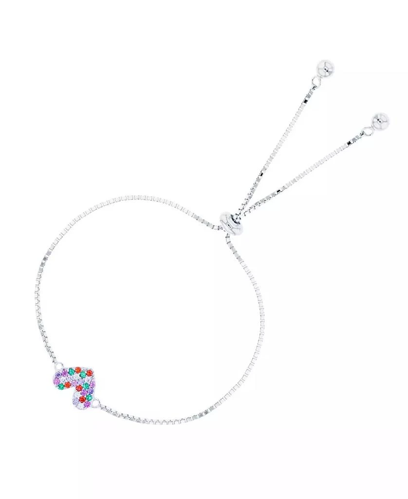 商品Macy's|Cubic Zirconia Micro Pave Heart Adjustable Bolo Bracelet in Sterling Silver (Also in 14k Gold Over Silver),价格¥141,第1张图片