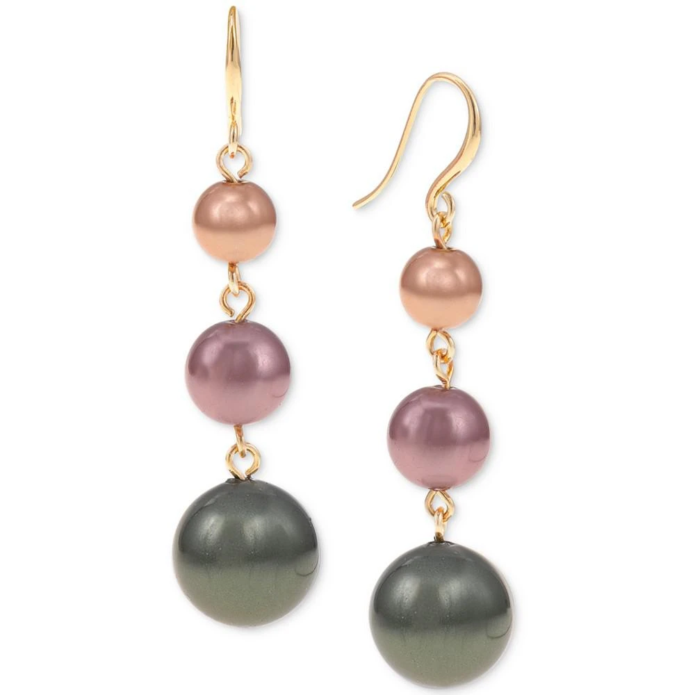 商品Charter Club|Gold-Tone Tonal Imitation Pearl Triple Drop Earrings, Created for Macy's,价格¥57,第1张图片