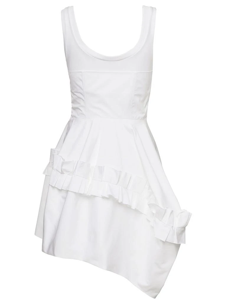 商品Alexander McQueen|Mini White Asymmetric Dress With Oversize Ruche In Cotton Woman Alexander Mcqueen,价格¥5312,第2张图片详细描述