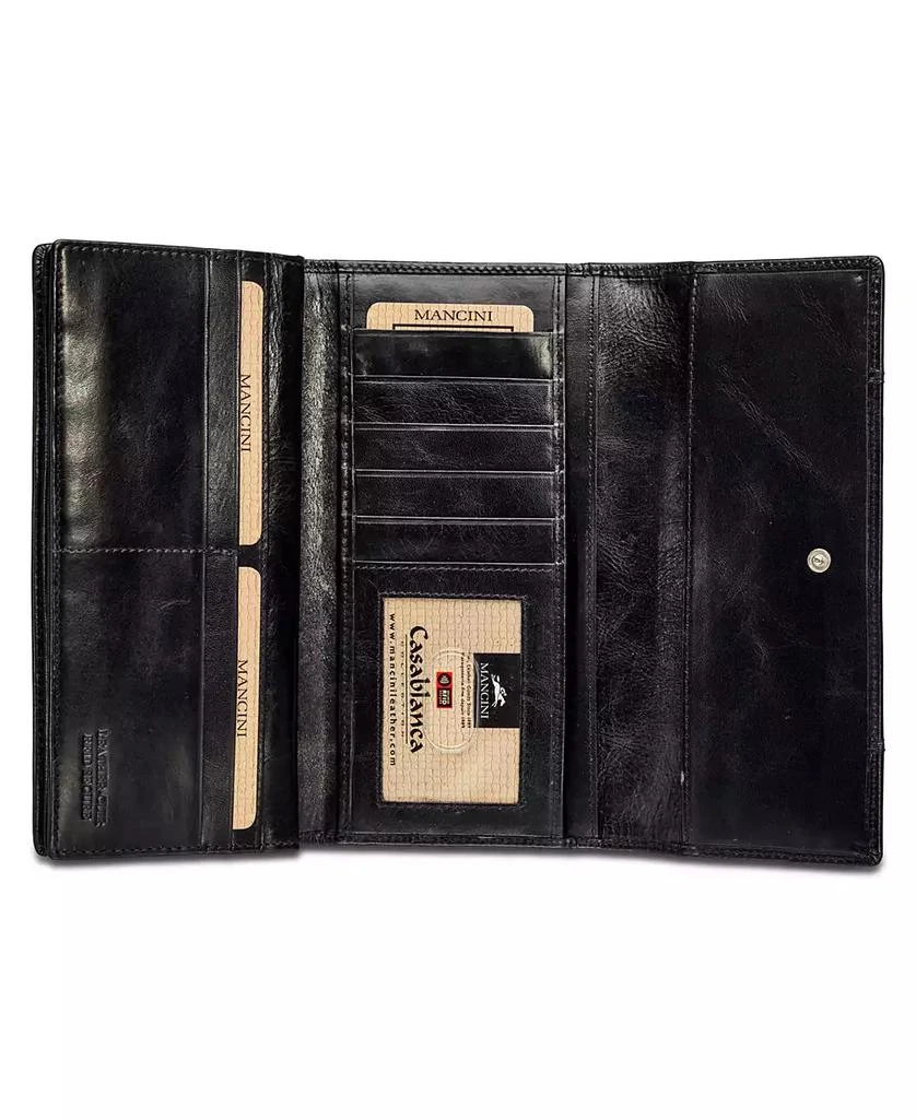 商品Mancini Leather Goods|Casablanca Collection RFID Secure Ladies Trifold Wing Wallet,价格¥430,第2张图片详细描述