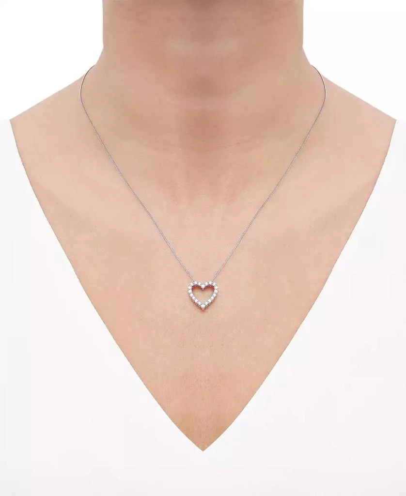 商品Macy's|Diamond Heart Pendant 18" Necklace (1/2 ct. t.w.) in 10k White Gold,价格¥8379,第2张图片详细描述