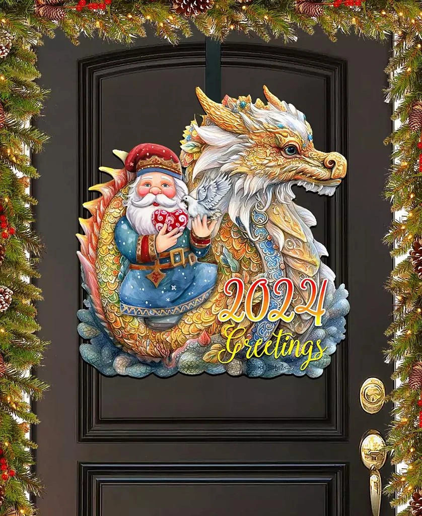商品Designocracy|Santa with Dragon Christmas Wooden Door Decor Wall Decor G. DeBrekht,价格¥989,第1张图片