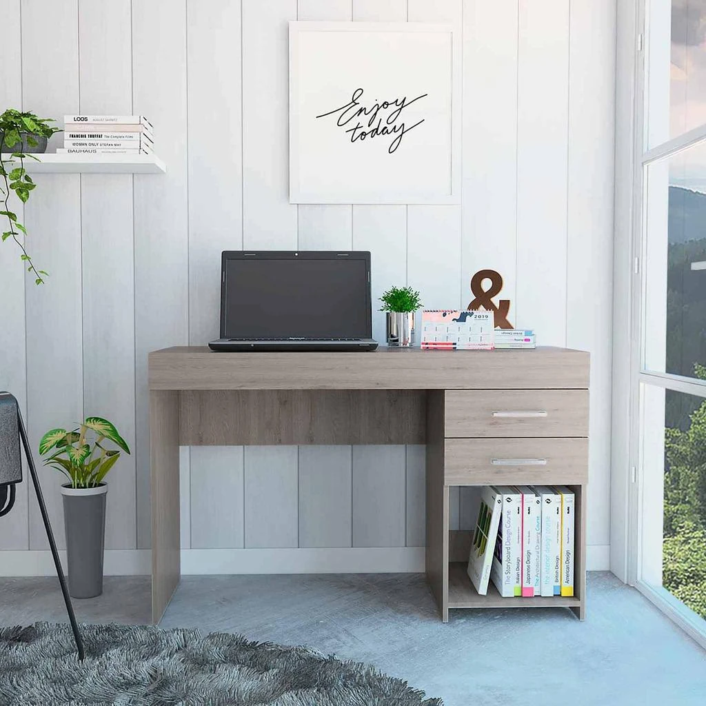 商品Homezia|47" Light Gray Computer Desk,价格¥2430,第1张图片