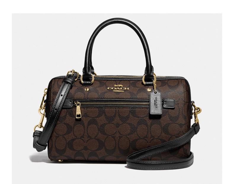 商品Coach|COACH棕黑logo大号波士顿包女包 F83607-IMAA8,价格¥2419,第5张图片详细描述