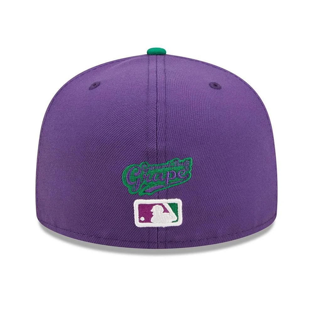 商品New Era|Men's Purple and Green New York Yankees MLB x Big League Chew Ground Ball Grape Flavor Pack 59FIFTY Fitted Hat,价格¥371,第4张图片详细描述