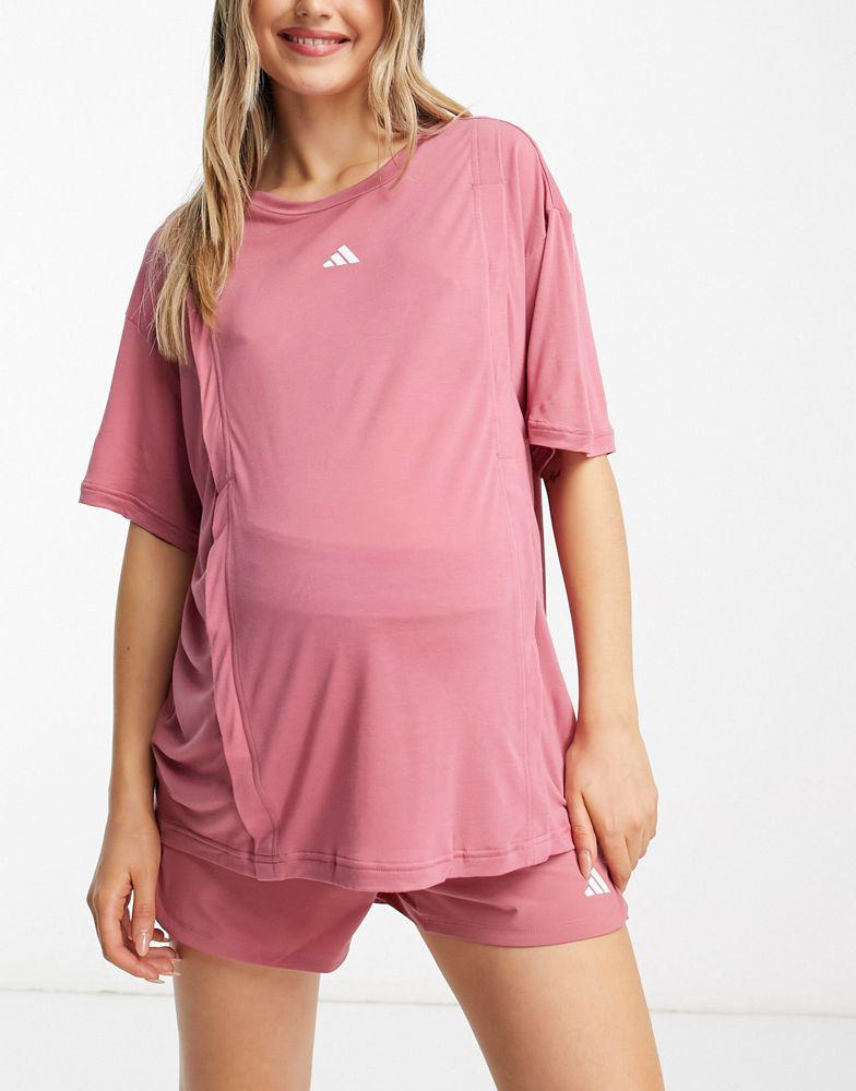 adidas Training Maternity essentials t-shirt in red商品第3张图片规格展示