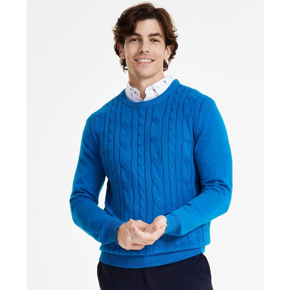 商品Club Room|Men's Elevated Mixed Cable Long Sleeve Crewneck Sweater, Created for Macy's,价格¥142,第1张图片