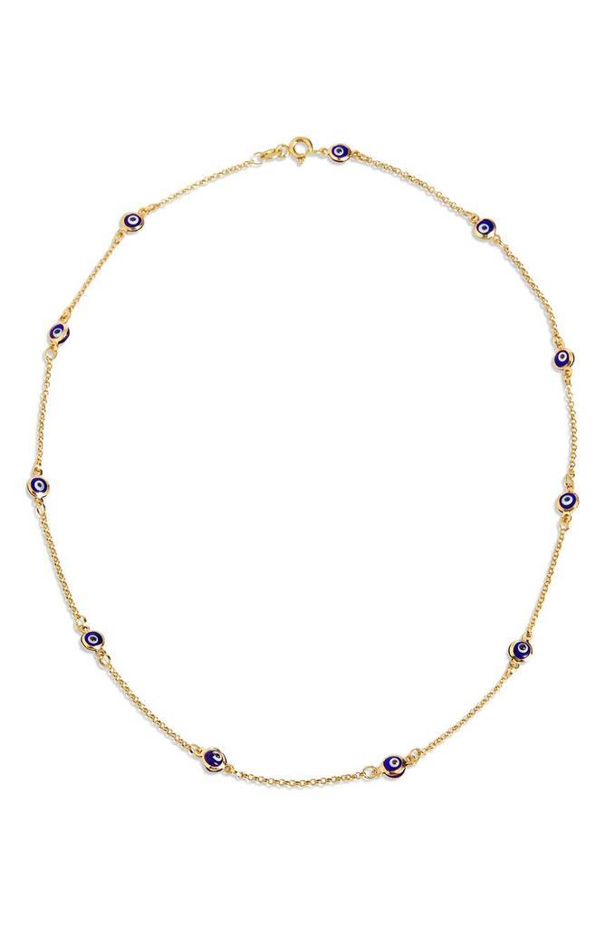 商品Savvy Cie Jewels|18K Gold Plated Sterling Silver Evil Eye Necklace,价格¥295,第1张图片