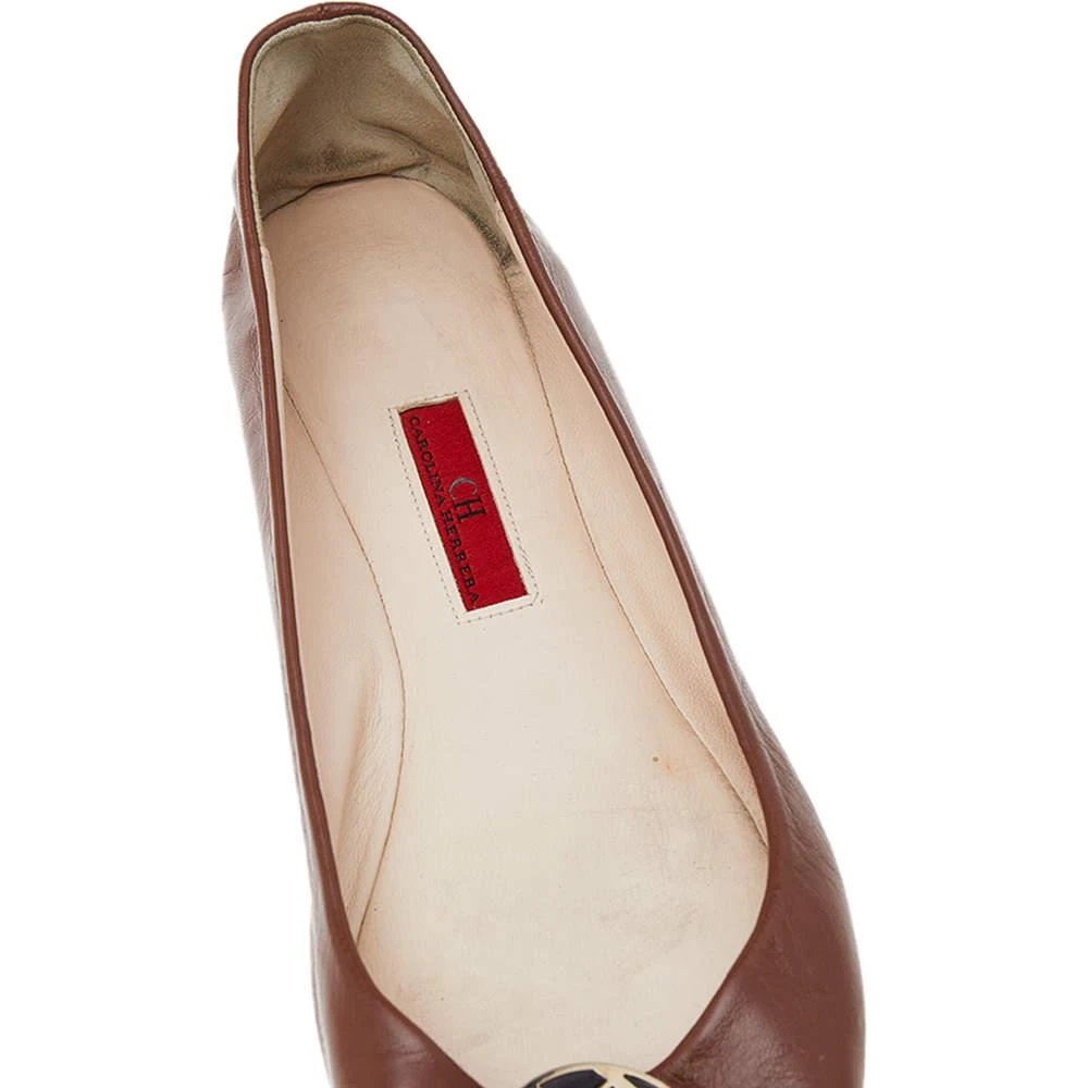 CH Carolina Herrera Brown Leather Logo Ballet Flats Size 39 商品