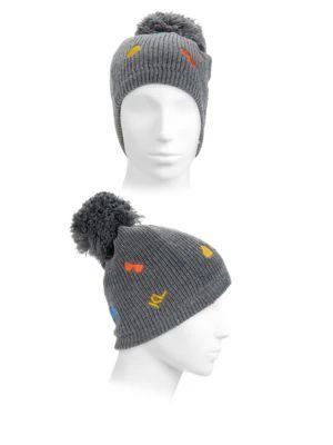 商品Karl Lagerfeld Paris|Embroidered Faux Fur Pom Pom Beanie,价格¥223,第3张图片详细描述