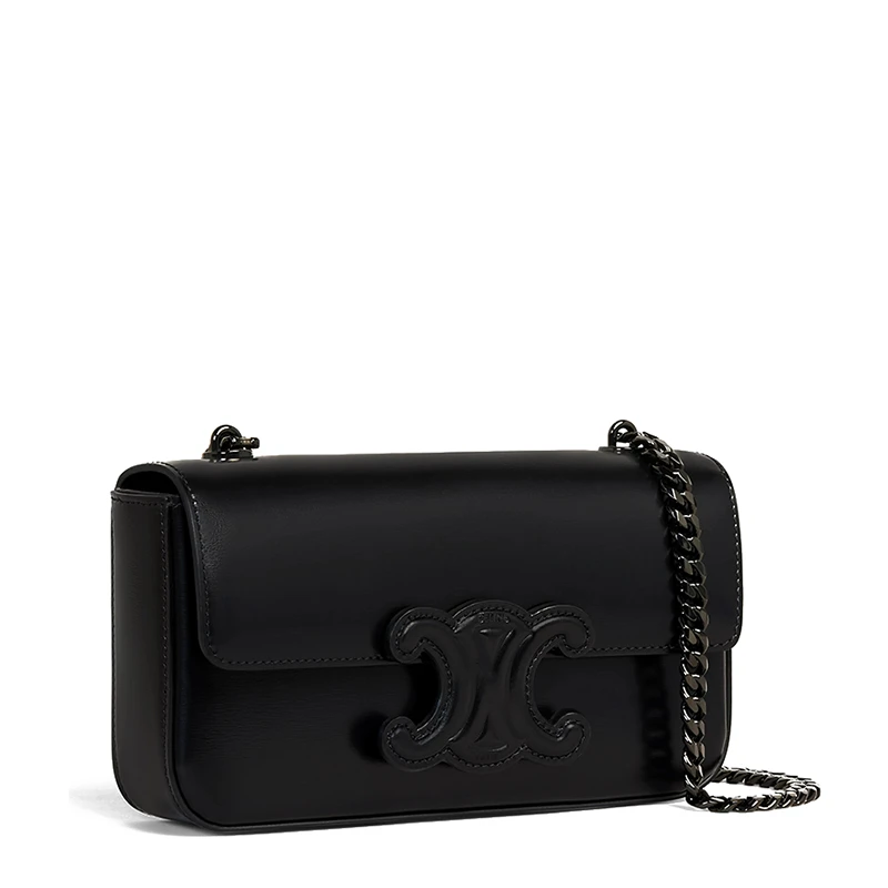 【白色】CELINE/赛琳 经典款TRIOMPHE系列 女士黑色皮革饰黑色凯旋扣配黑色链条单肩斜挎链条包199243BF4.38NN 商品