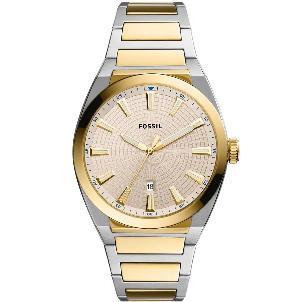 商品Fossil|Men's Everett Two-Tone Stainless Steel Bracelet Watch 42mm,价格¥953,第1张图片