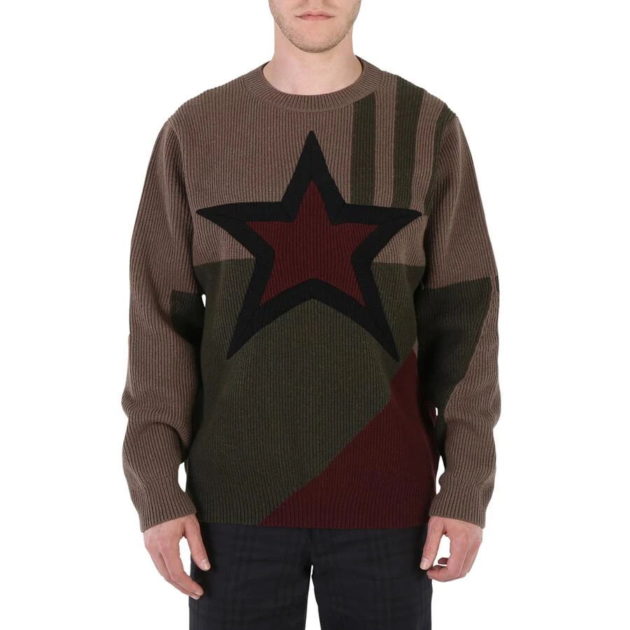 商品Burberry|Burberry Men's Khaki Star Intarsia Wool Sweater, Size Large,价格¥2912,第1张图片