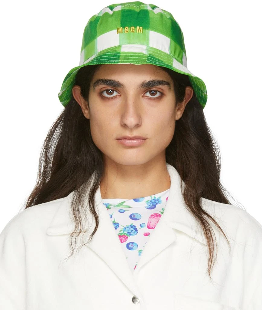 商品MSGM|Green Plaid Bucket Hat,价格¥557,第1张图片