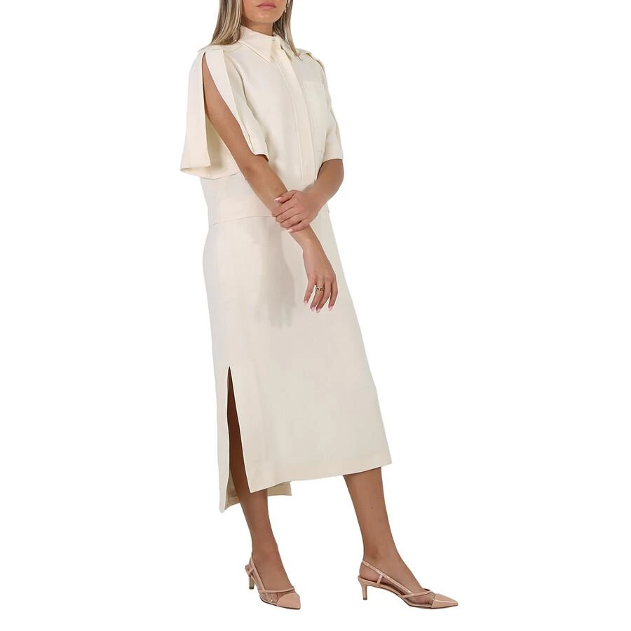 商品Burberry|Split Detail Silk Wool Shirt Dress In Off White,价格¥1452,第2张图片详细描述