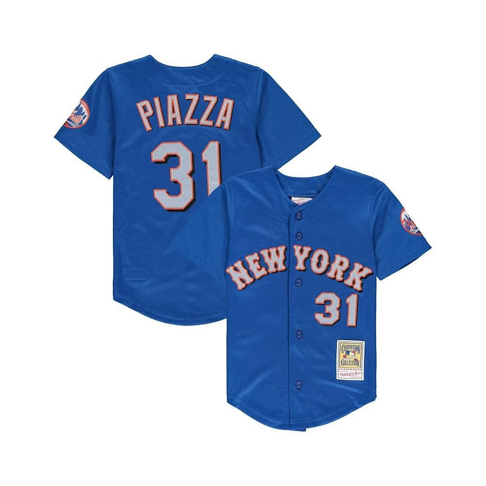 商品Mitchell & Ness|Boys and Girls Preschool and Toddler Mike Piazza Royal New York Mets Cooperstown Collection Mesh Jersey,价格¥483,第2张图片详细描述