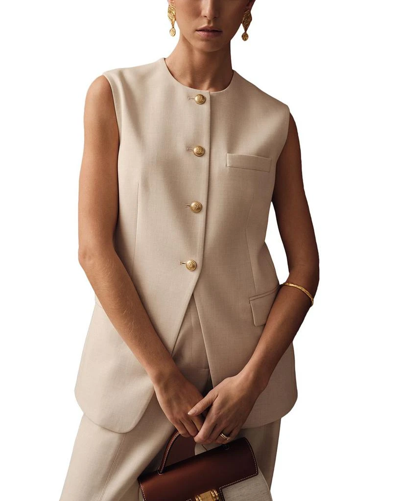 商品REISS|Athena High Neck Long Line Waistcoat,价格¥2412,第1张图片