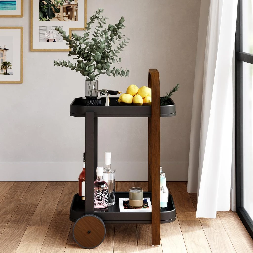 商品Umbra|Umbra Bellwood Bar & Serving Cart - Black & Walnut,价格¥1574,第3张图片详细描述