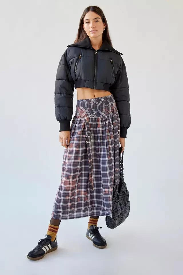 商品Urban Outfitters|UO Rachel Bleached Plaid Midi Skirt,价格¥824,第1张图片