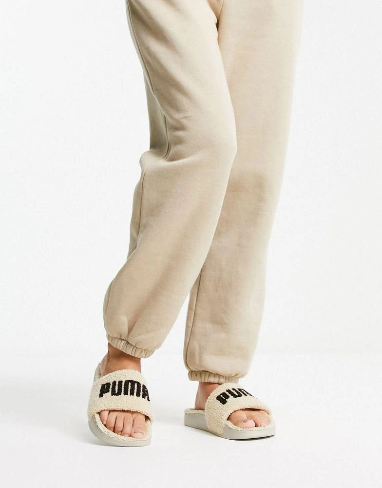 商品Puma|Puma sherpa slide with logo in oatmeal,价格¥209,第4张图片详细描述