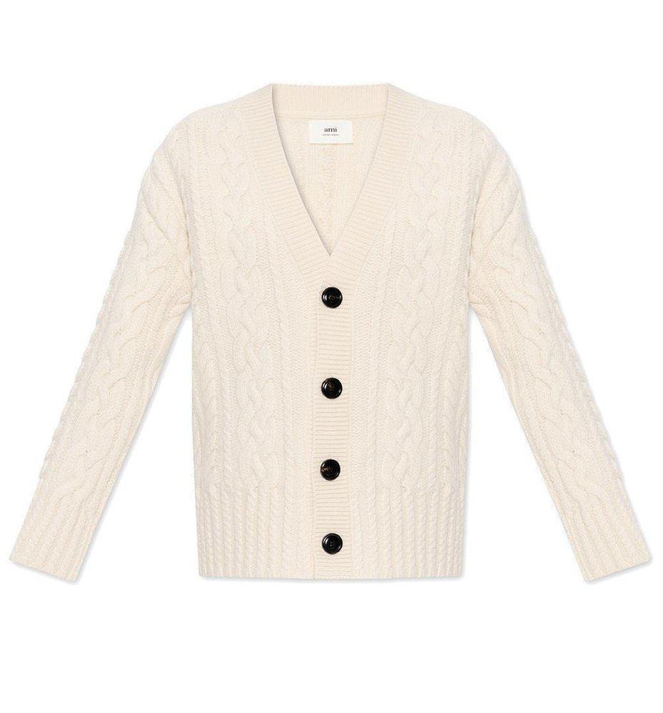 AMI Cable Knit Buttoned Cardigan商品第1张图片规格展示