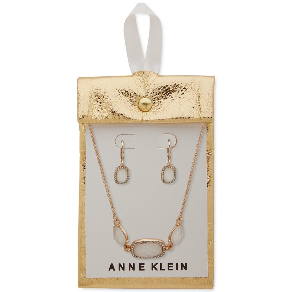 商品Anne Klein|Gold-Tone 2-Pc. Set Mother of Pearl Doublet & Crystal Collar Necklace & Matching Drop Earrings,价格¥201,第4张图片详细描述