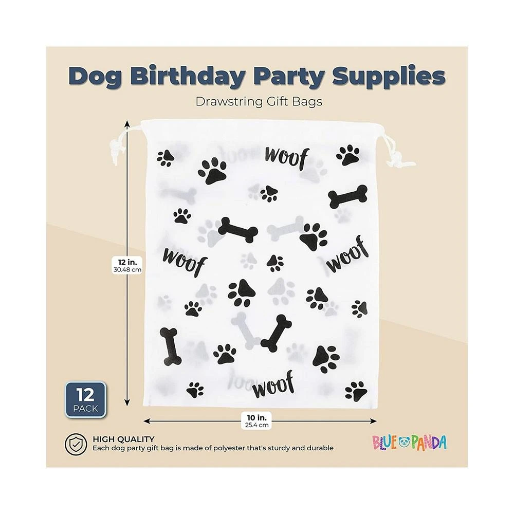商品Blue Panda|Woof! Dog Birthday Party Supplies, Drawstring Gift Bags (10 x 12 in, 12 Pack),价格¥119,第2张图片详细描述