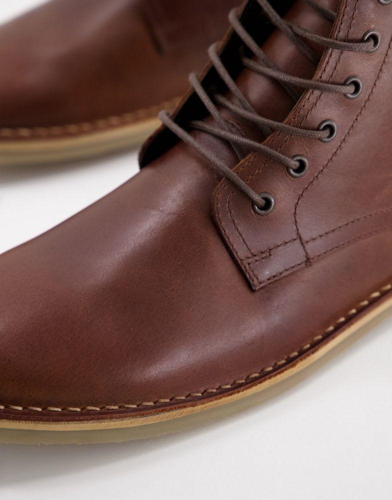 商品ASOS|ASOS DESIGN desert boots in tan leather with suede detail,价格¥317,第4张图片详细描述