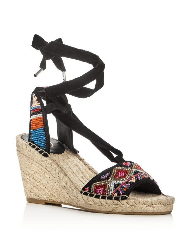 商品Ash|Women's Paola Beaded Ankle Tie Espadrille Wedge Sandals,价格¥1184,第1张图片