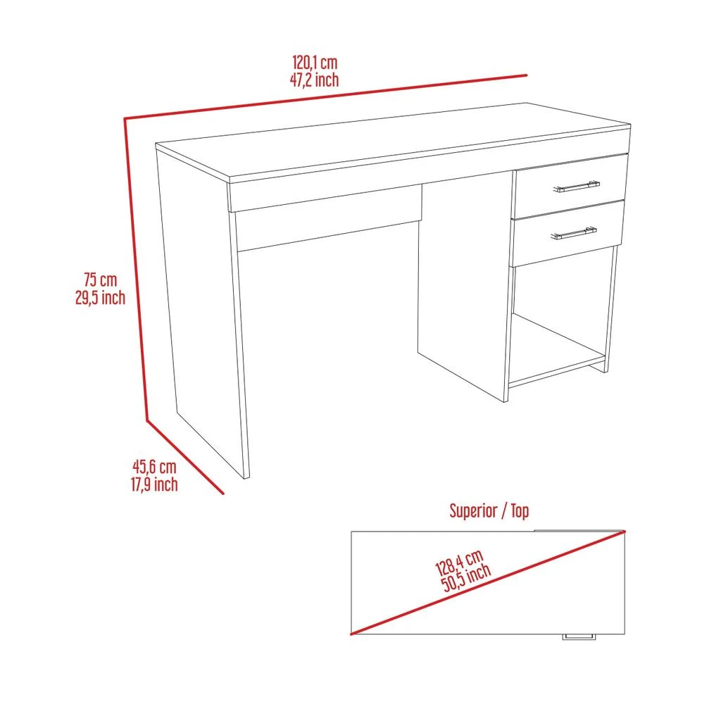 Berkeley 1-Shelf 2-Drawer Computer Desk Light Grey 商品