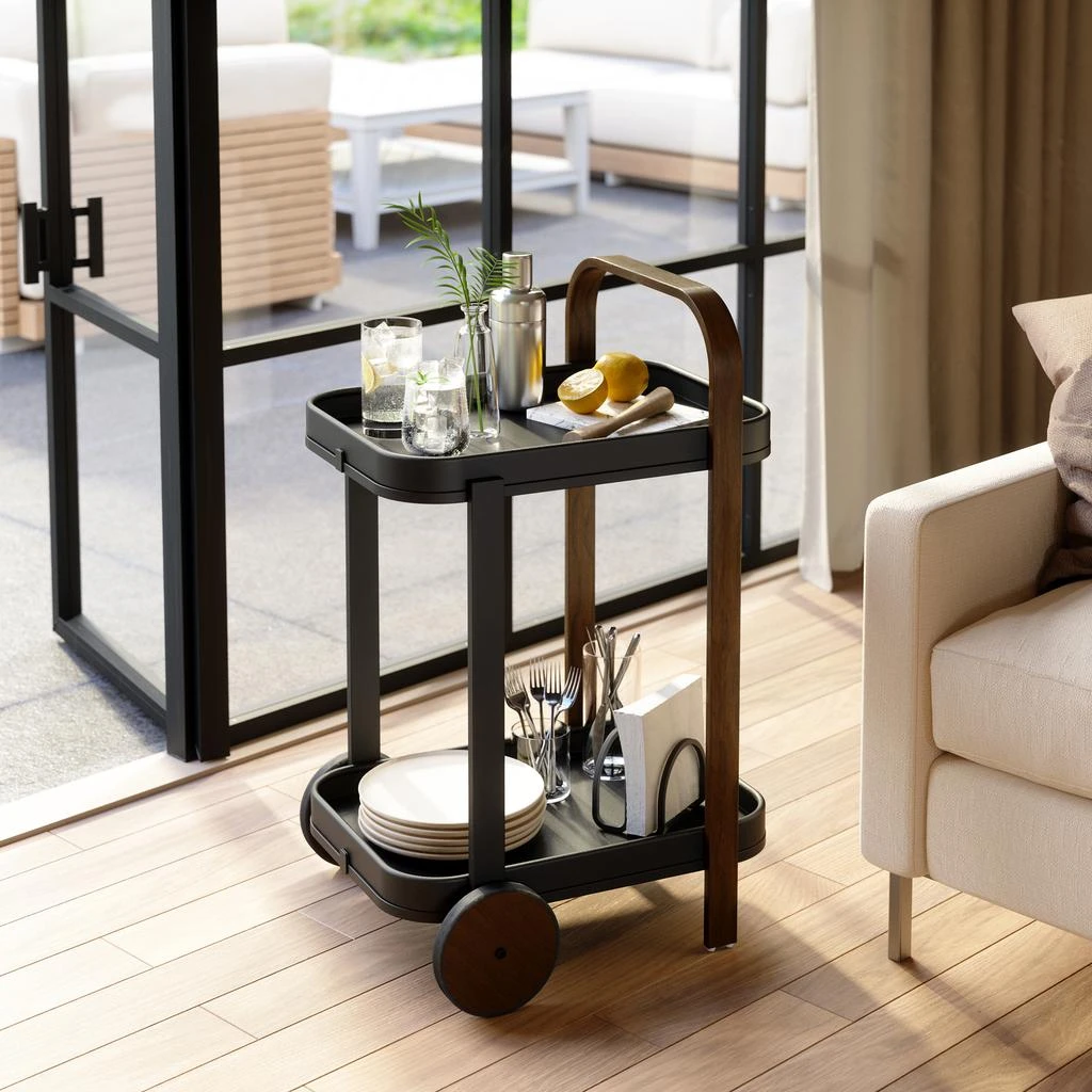 商品Umbra|Umbra Bellwood Bar & Serving Cart - Black & Walnut,价格¥1574,第2张图片详细描述