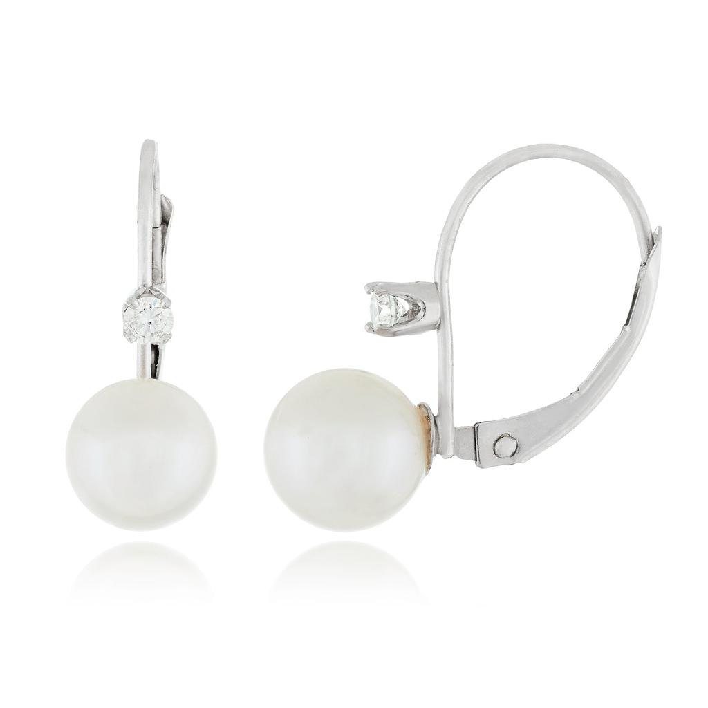 14k White Gold  7-8mm Pearl Earrings商品第2张图片规格展示