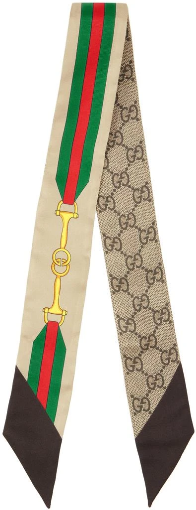 商品Gucci|Brown Interlocking G Horsebit Scarf,价格¥1454,第1张图片